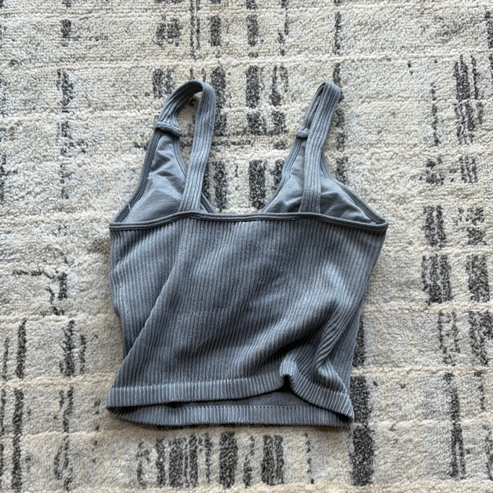Gray Ribbed Women's Top - Picture 2 of 2